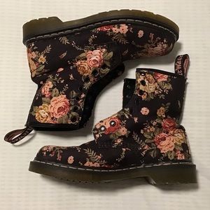 Dr. Martens Black Floral Canvas 8-Eye Boots